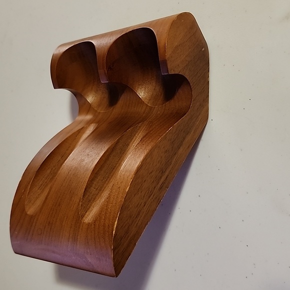 VINTAGE  DECATUR INDUSTRIES INC. GENUINE  WALNUT DECO DOUBLE SMOKING PIPE STAND - Picture 4 of 7